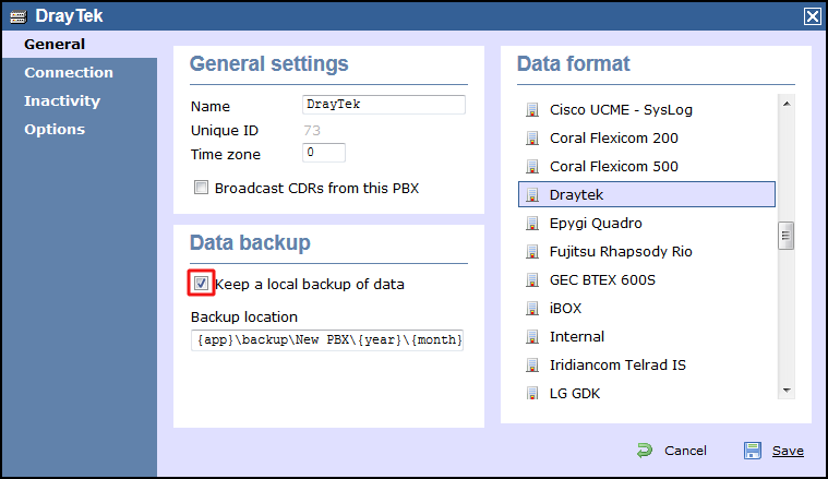 TIM Enterprise PBX General Properties